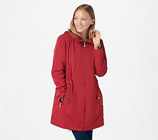 Centigrade Water Resistant Coat w/ Pleated Hood Collar, Size XX-Small, Ruby Red WPX0_B4FJW93