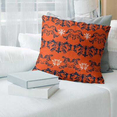 Denver Football Baroque Square Pillow Cover East Urban Home Color: Orange/Blue/White, Size: 20x22 x 20 EZR8_E9RKJ98