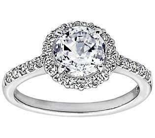 Diamonique 1.75 Cttw 100 Facet Halo Ring, Platinum Clad, Size 8, None OVP9_U0YLL20