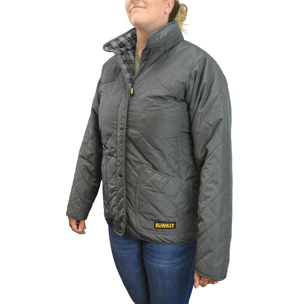 DeWalt 20V Max Li-ion Charcoal Womens Flannel Lined Diamond Quilted Heated Jacket Kit DCHJ084CD1-XL NYT4_P2SJR44