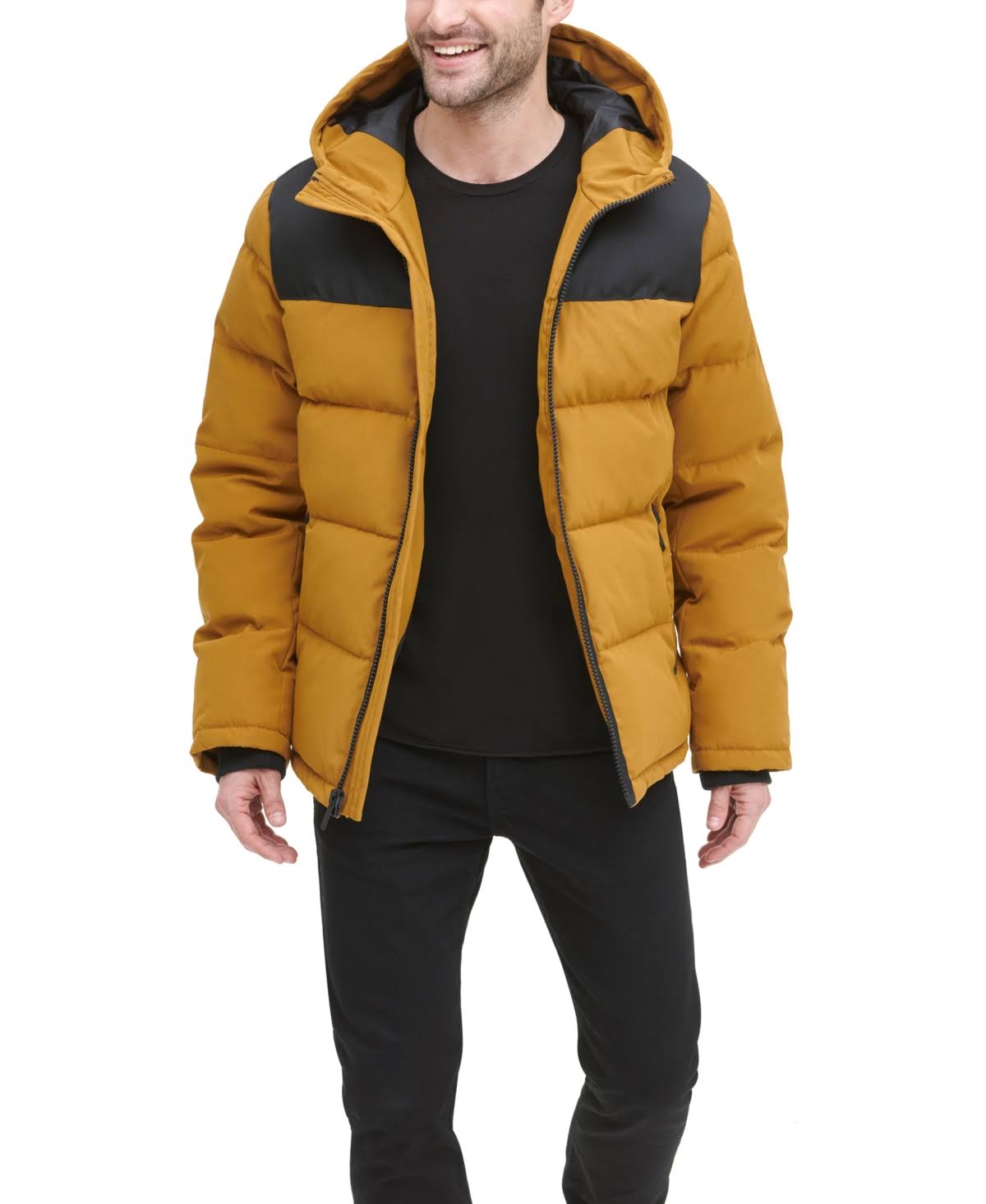 Dkny Mens Mixed-media Puffer Coat, Created for Macy&s - Gold BQD3_N2WOF85