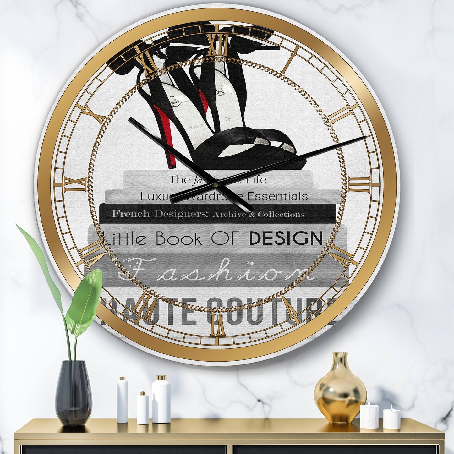 Designart Fashionista reads 3 Oversized Fashion Wall Clock - 29 in. Wide x 29 in. High QQA4_P4WZV99