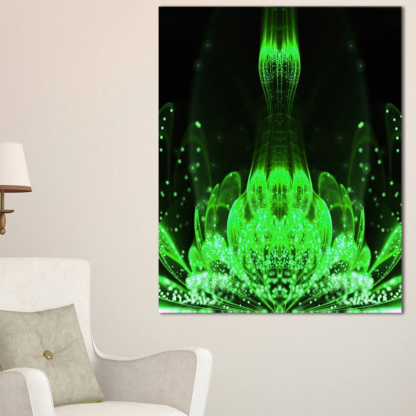 Design Art Glossy Bright Green Fractal Flower - Large Floral Wall Art Canvas, 20 in. Wide x 40 in. High TUR4_U9RLQ51