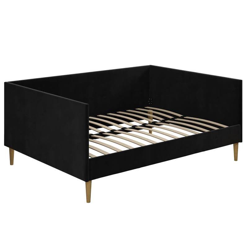 DHP Franklin Mid Century Upholstered Daybed Full Size in Black Velvet BZN3_H3APY21