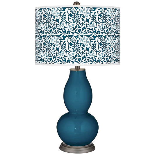 Color + Plus Oceanside Gardenia Double Gourd Table Lamp, Blue DXB5_E7PKZ63