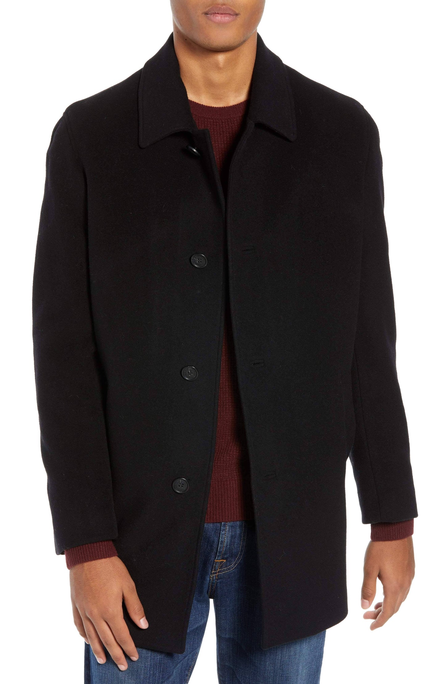 Cole Haan Black Wool-Blend Coat OPQ1_A9JIA77