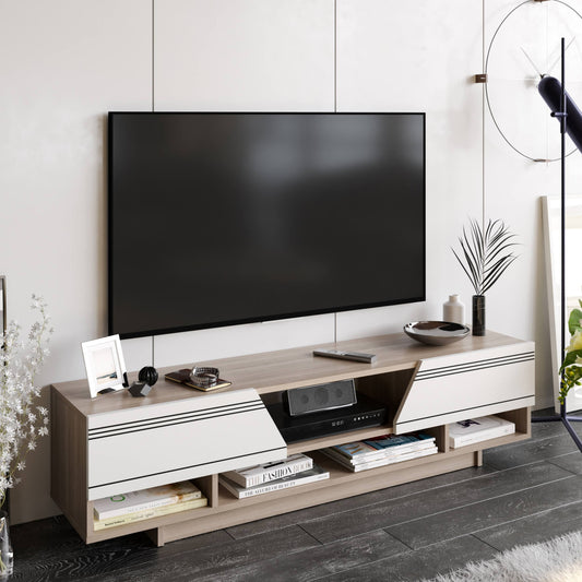 Decorotika Aspatria 63x22 Wide TV Stand and Media Console - White Cordoba KHC9_Q7XMZ10