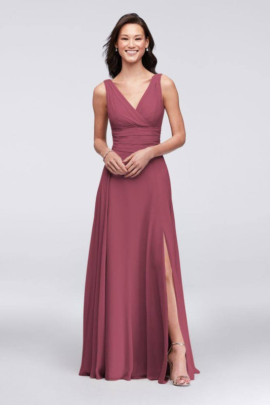 David&s Bridal Surplice Tank Long Chiffon Bridesmaid Dress - Chianti, 26 KLP8_N6FIQ41