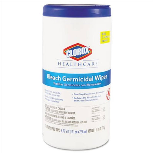 Clorox Healthcare Germicidal Wipes, 6 3/4 x 9, Unscented, 70/Canister - Includes Six Canisters of 70 each. KNL3_U5MRO26