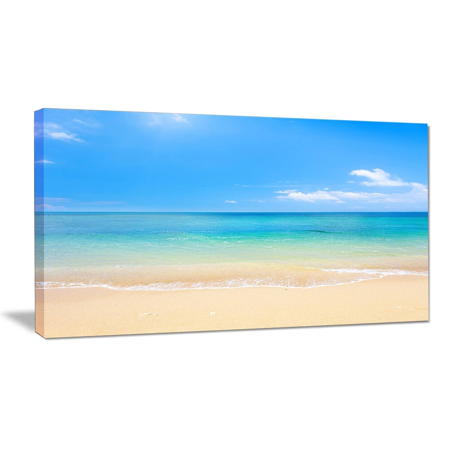 Design Art PT9502-40-20 Blue Waters Below Sky Seashore Photo Canvas Print,Blue,40x20x22 QXL7_G5POA13