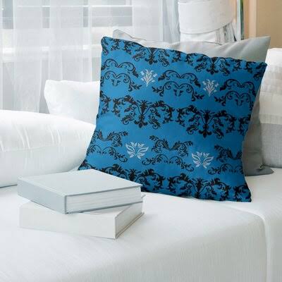 Detroit Football Baroque Square Pillow Cover East Urban Home Color: Blue/Black/Gray, Size: 26x22 x 26 PZJ2_L9KPE90