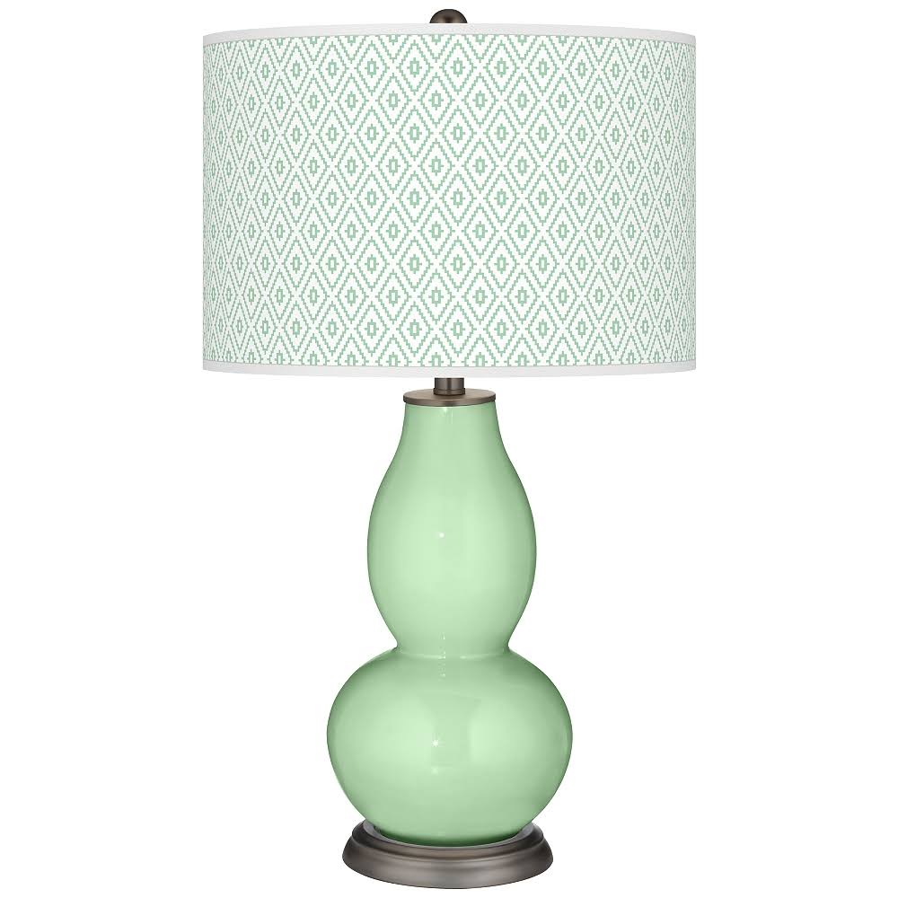 Color + Plus Flower Stem Diamonds Double Gourd Table Lamp, Green GNR8_B8HMU71