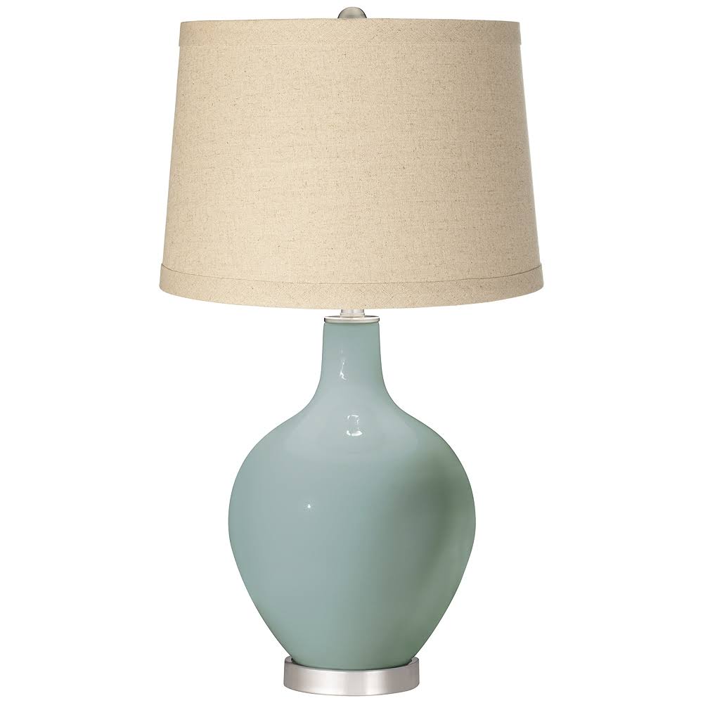 Color + Plus Aqua-Sphere Burlap Drum Shade Ovo Table Lamp, Blue OKH7_X4EUX22