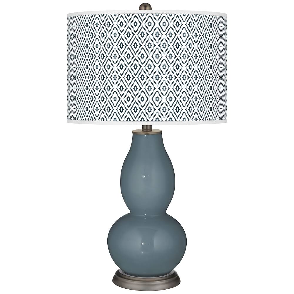 Color + Plus Smoky Blue Diamonds Double Gourd Table Lamp EVM3_Z2GGZ72