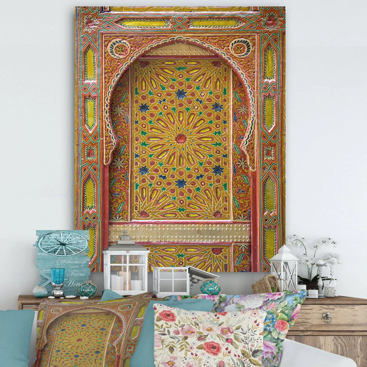 Designart &Moroccan Entrance Door in Fez& Vintage Premium Canvas Wall Art - Multi-Color - 24 in. Wide x 32 in. High FKR3_S0KRG88