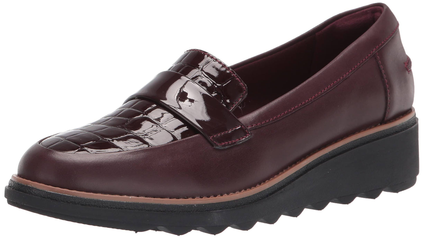 Clarks Womens Collection Sharon Gracie Loafers - Burgundy Croc QGH7_L1IGS85