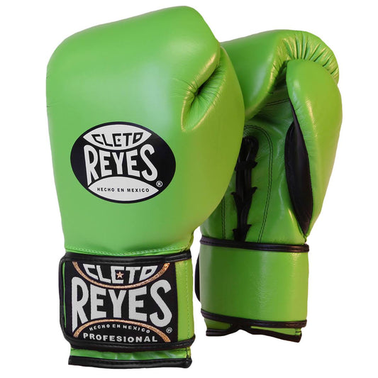 Cleto Reyes Lace Up Hook and Loop Hybrid Boxing Gloves - Citrus Green SEV7_J2OJP65