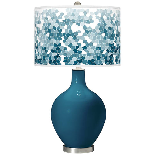 Color + Plus Oceanside Mosaic Giclee Ovo Table Lamp, Blue YWQ5_M2EXR70