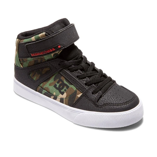 DC Kids Pure High Top EV Shoes - 3.5 / Black Camo FFB6_H0QKZ59