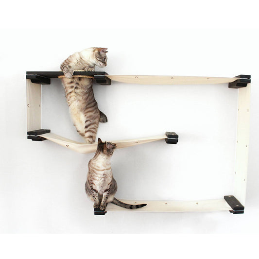 CatastrophiCreations 31x22 Mod Handcrafted Wall-Mounted Cat Tree - Color: Onyx/Natural XCH6_O3JKW68