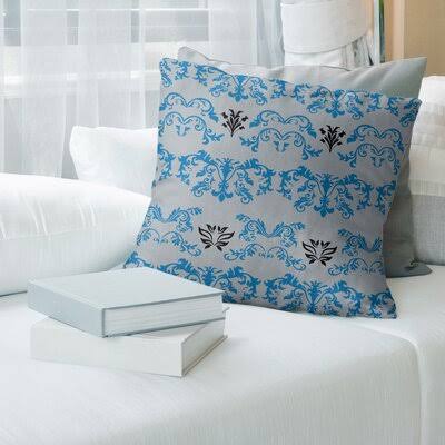 Detroit Football Baroque Square Pillow Cover East Urban Home Color: Gray/Light Blue/Black, Size: 26x22 x 26 RKO4_E0HTV71