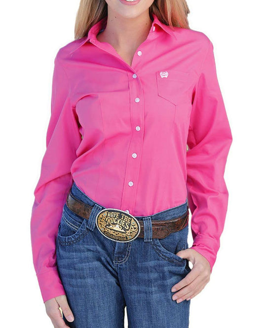 Cinch Womens Pink Long Sleeve Shirt WRT8_E8KSU81