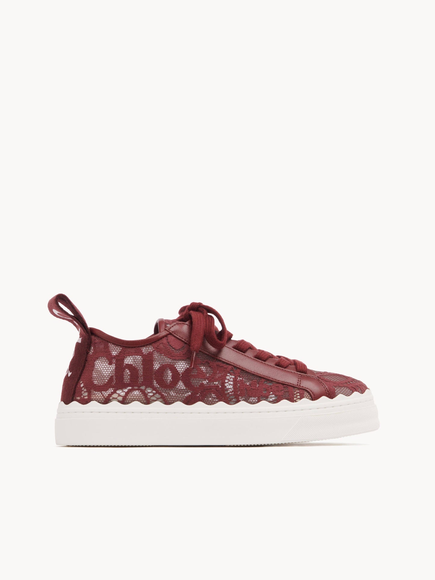 Chloé Lauren Sneaker Womens Burgundy Size 10 60% Cotton, 30% Bovine Leather, 10% Polyamide AYE7_P0XVZ70