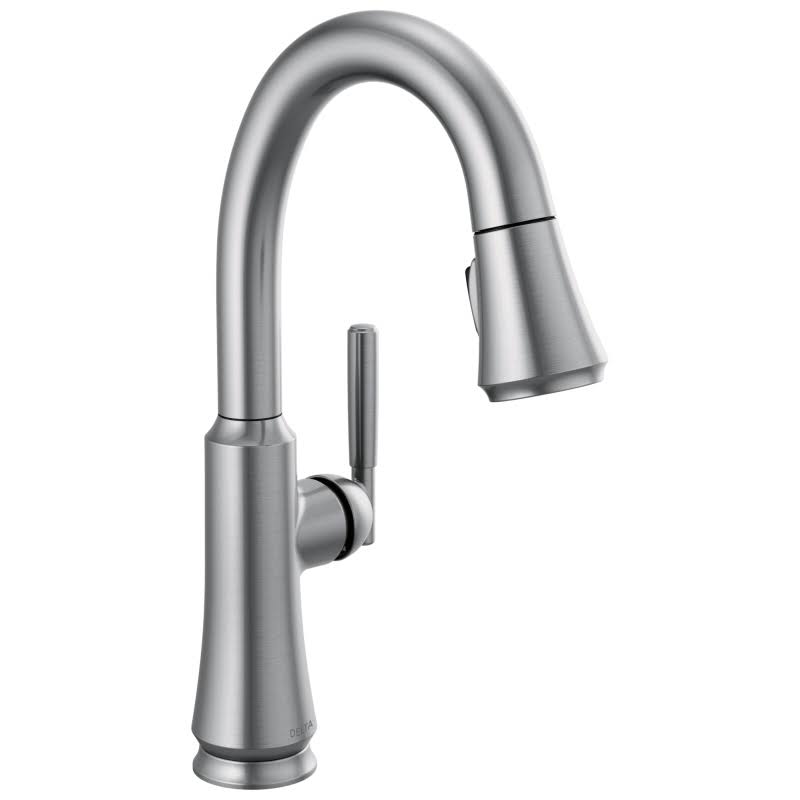 Delta 9979-AR-DST Coranto Single Handle Pull Down Bar/Prep Faucet, Arctic Stainless WKY6_H8SDP81