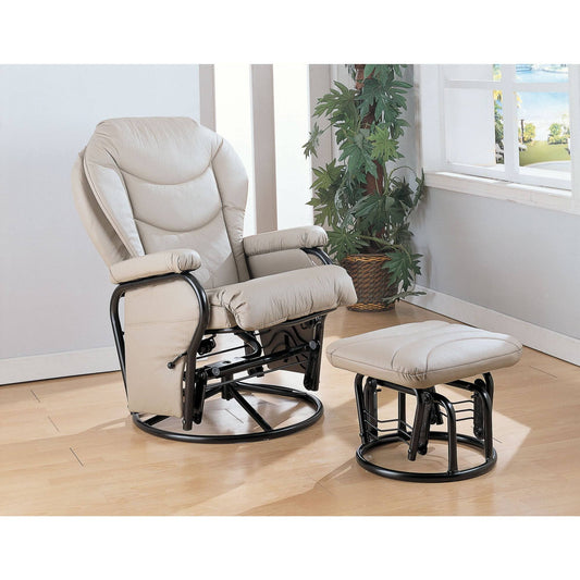 Coaster Recliner Glider Chair with Ottoman, Beige GFB6_U1FXD16