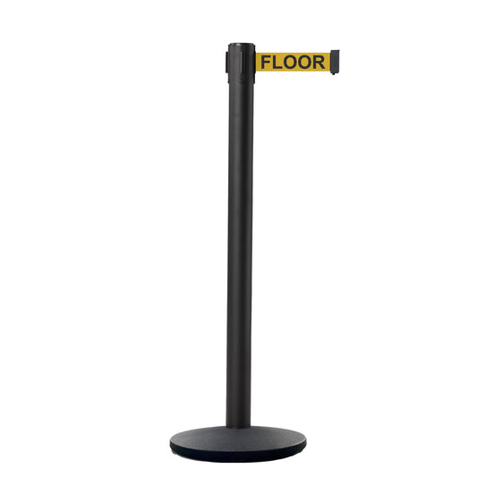 CCW Series IRBB-100 Retractable Belt Barrier Black Post, Cast Iron Base - 11 ft. Belt by Crowd Control Warehouse ANO2_X5FHJ30