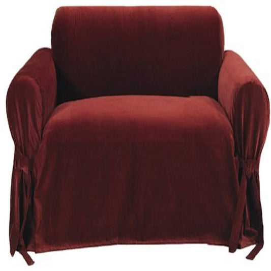 Classic Slipcovers Solid Velvet Loveseat Slipcover Burgundy BBM3_G1EXT65