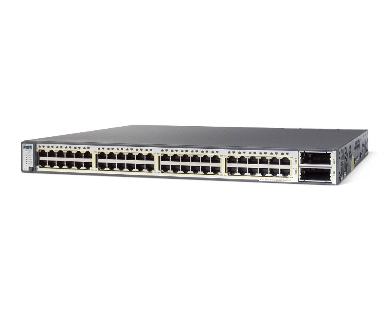 Cisco Catalyst 3750E-48PD-F Managed L3 Switch - 48 PoE Ethernet Ports 2 X2 Ports XBX1_T3LIC82