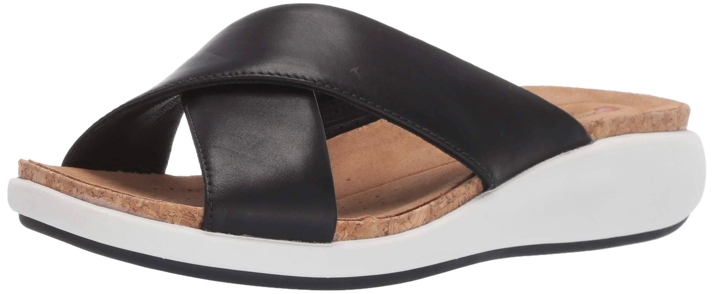 Clarks Womens Un Bali Go Slide Black Leather 7 FOC2_O6HKQ98