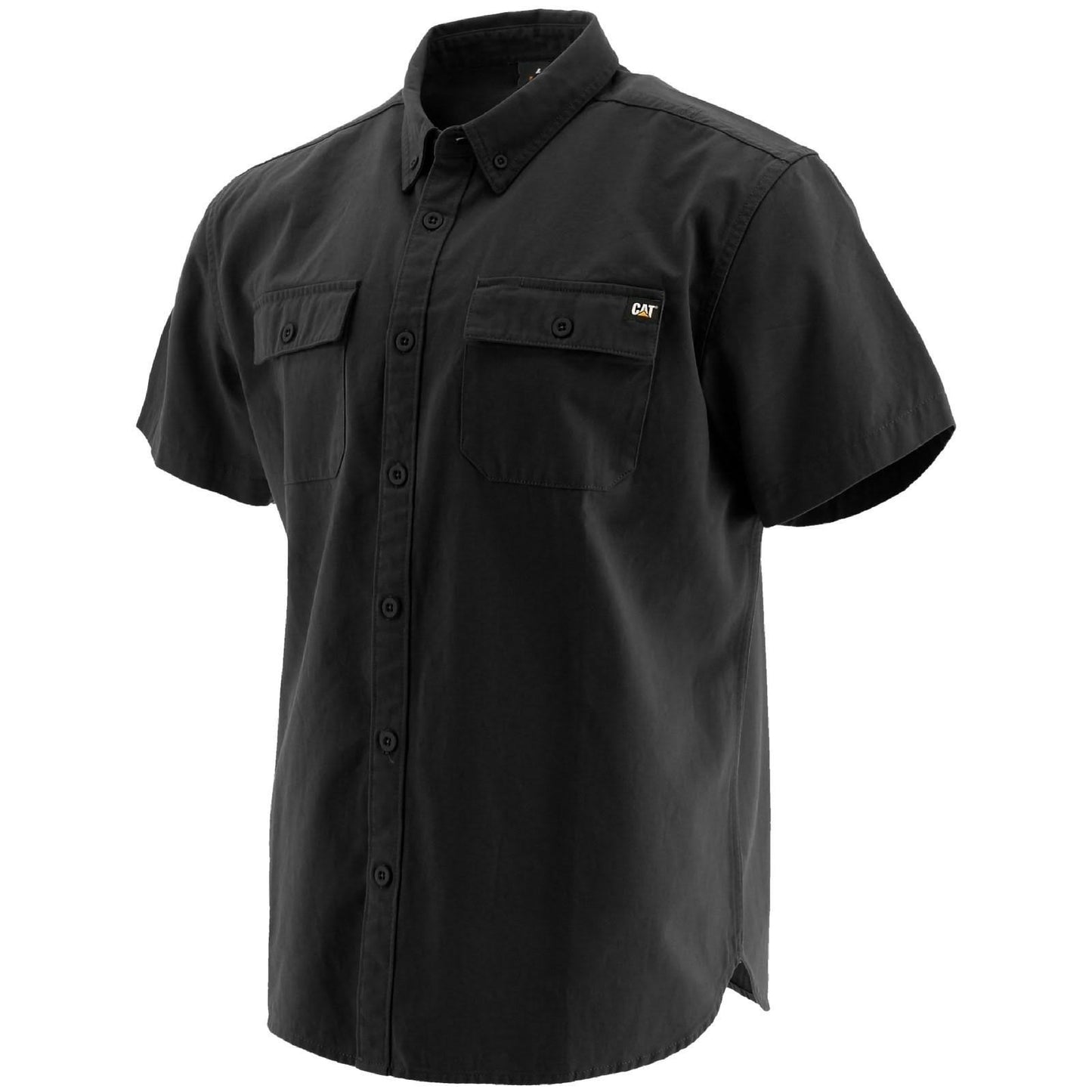 Caterpillar Mens Button Up Short Sleeve Work Shirt / L / Black OQU4_W1NGO09