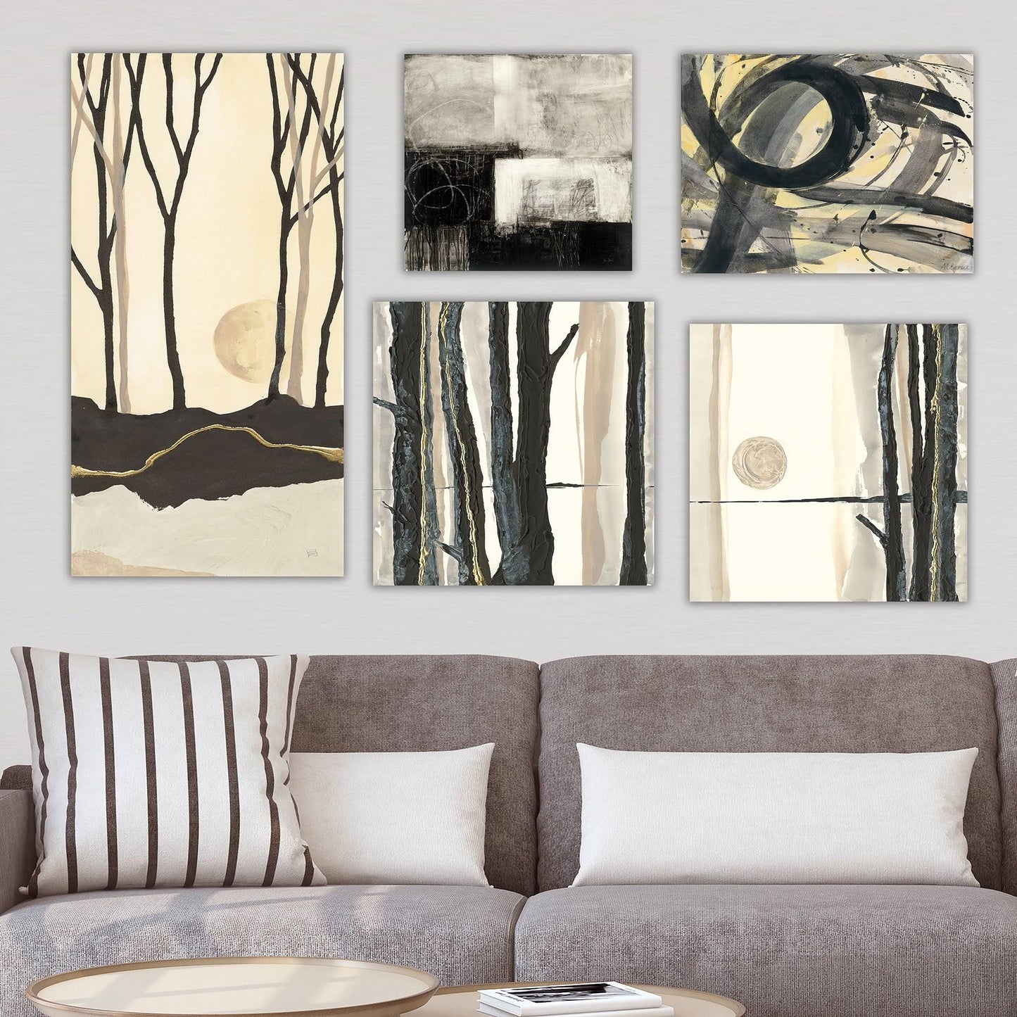 Designart &Abstract Forest Collection& Abstract Wall Art Set of 5 Pieces - Multi-Color - 5-Piece Set SQO0_U5WID26