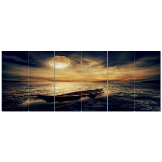 Design Art &Middle of Ocean After Storm& 6 Piece Photographic Print Set on Canvas, Gray QFF4_V0VER53