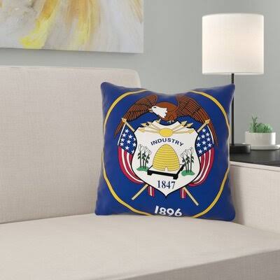 Centers Utah Flag in , Poly Proplin/Pillow Cover-Concealed Zipper-Indoo East Urban Home Size: 26x22 x 26 WBU1_U3FOJ38