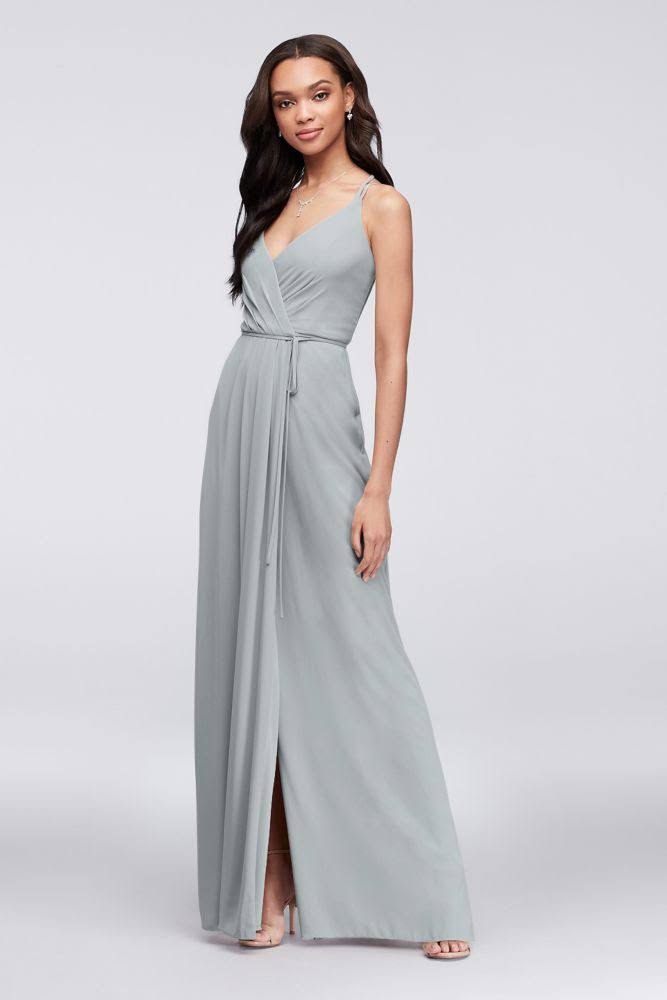 David&s Bridal Double-Strap Long Georgette Bridesmaid Wrap Bridesmaid Dress - Mystic, 18 ACO2_X6BEY61