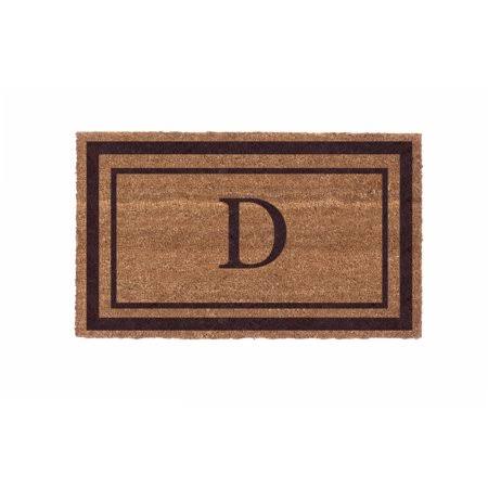 Cocomatsnmore Monogram (H) Vinyl Backed Brown Classic Border Doormats 38 inch x 60 inch, Beige PBW9_H6UHW36