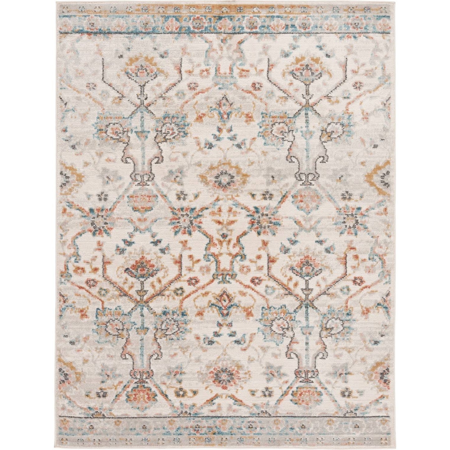 Central Oriental 4710.101.62EC 6 ft. 7 in. x 9 ft. 2 in. Damask Heat-set Polypropylene Polyester Shrink Telisen Rectangle  XQH3_D9WRC43