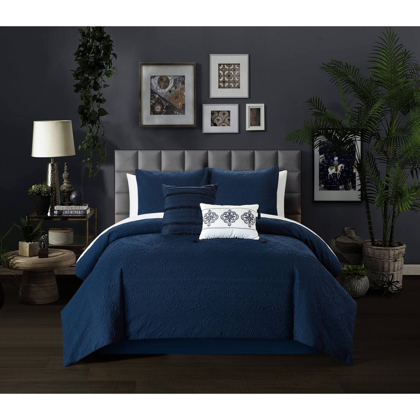 Chic Home Mayflower 5 Piece Queen Comforter Set - Navy IUI0_A0PFZ35