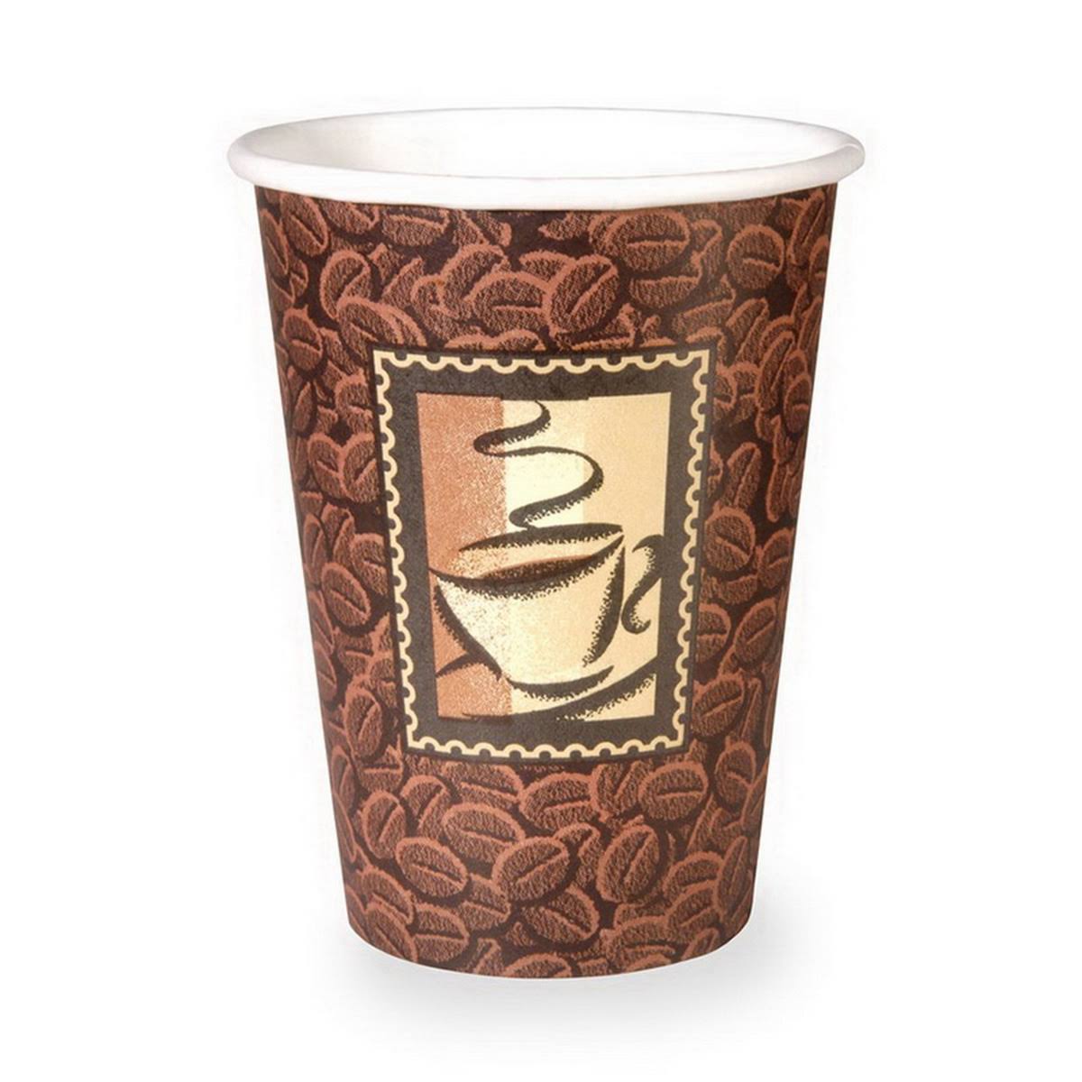 Dixie Polycoated Paper Cup, Hot, 12 oz, Java Design, Brown 2342dj VVM3_Q4UVN96