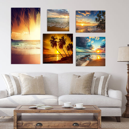 Designart - Tropical Collection - Coastal Wall Art Set of 5 Pieces - Multi-Color TDO4_Y4TTA18