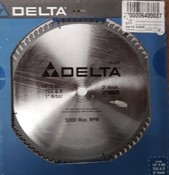 Delta 35-688 14 in. x 80 TCGR 1 in. Arbor Carbide Tipped Circular Saw Blade, Ferrous Metal Cutting, New ZFT8_F4MAP65