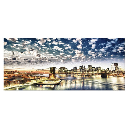 Designart &New York City& Manhattan Skyline& Cityscape Photo Metal Wall Art - 36 in. Wide x 28 in. High - 3 Panels ZKW3_Z5MSO05