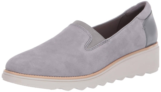 Clarks Sharon Dolly Womens Loafers, Size: 7.5, Grey IYE2_L3FTN90