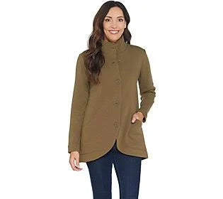 Denim Co. Lush Lined Long-Sleeve Curved Hem Jacket, Size 2X, Deep Olive HLN8_E1HFG03