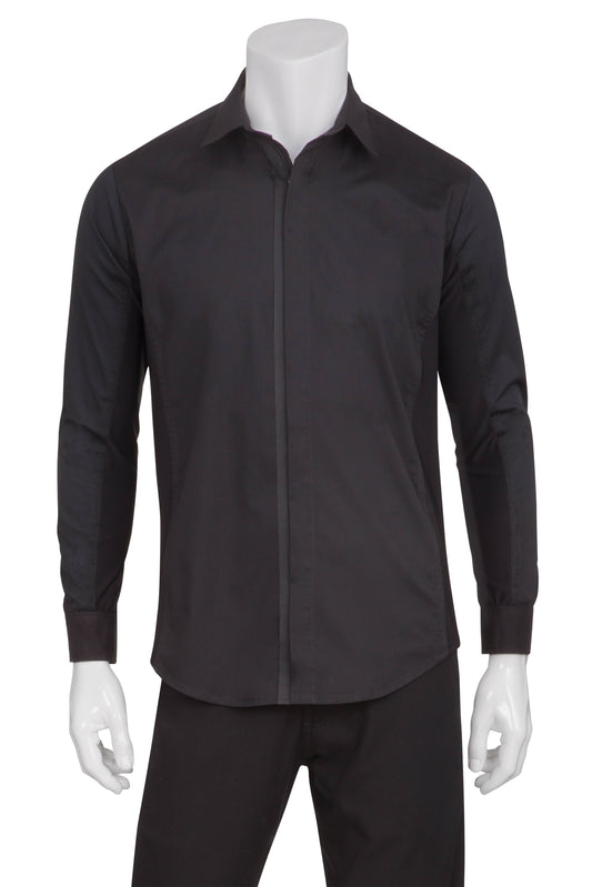 Chef Works SLMFZ006BLKXL Mens Zip-Front Shirt Black XL XZM3_F5EKB88