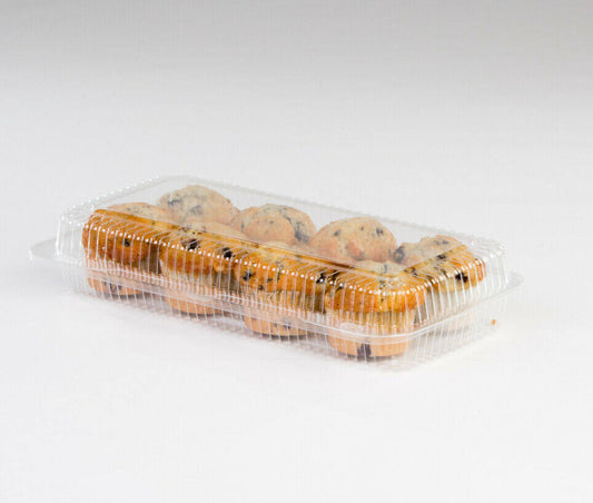 Detroit Forming LBH-691 Clear Ops Plastic Hinged Locking Lid Food Container, 13.5 x 6.75 x 2.6 inch | 250/Case WBM3_S3KCE08