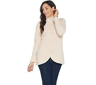 Denim Co. Lush Lined Long-Sleeve Curved Hem Jacket, Size 1X, New Stone JSZ8_W1CDJ67